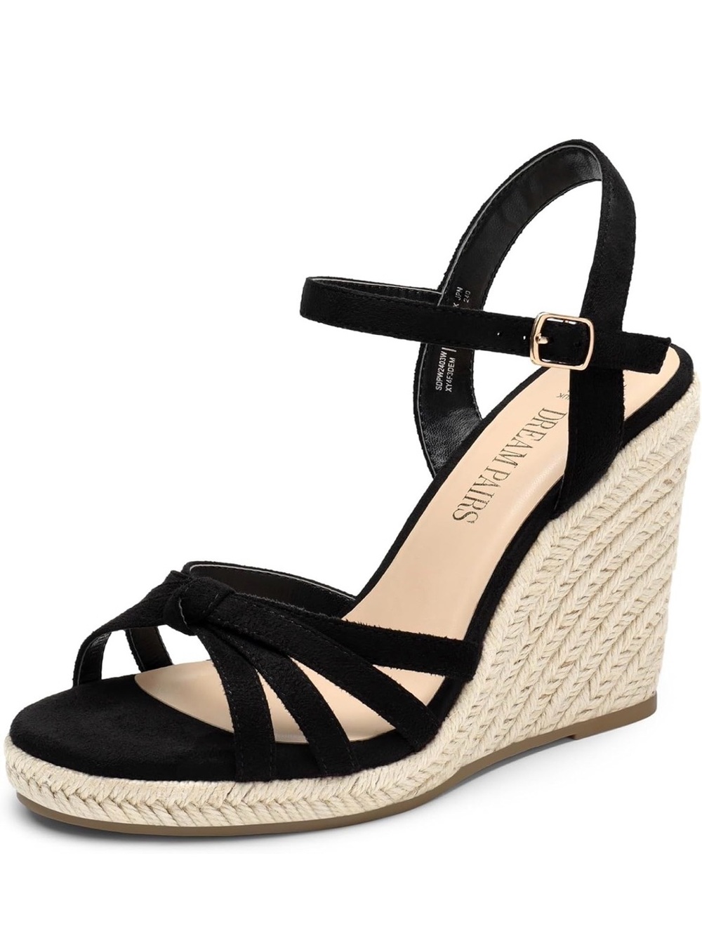 Dream Pairs Black Suede-Look Espadrille Wedge Sandals